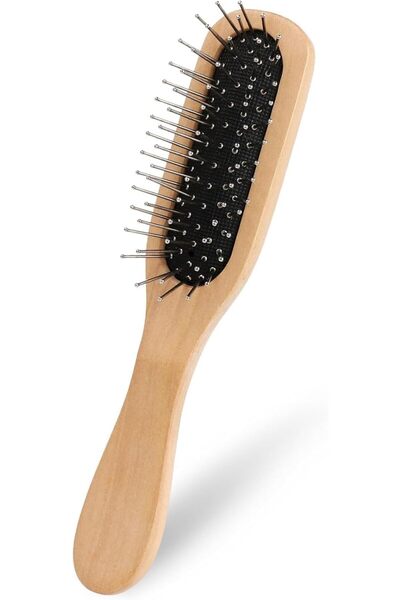 KASTWAVE Pin Bamboo Hair Brush, Portable Mini Steel Detangling Brushes for Wo...
