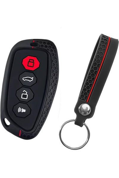 Generic Silicone Car Key Fob Cover with Keychain for 4-Button Smart Key Case ...