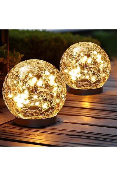 Generic Solar Cracked Glass Globe Lights, Waterproof Solar Orbs Outdoor, Sola...