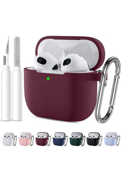 Generic غطاء حماية سيليكون ناعم متوافق مع AirPods 5 و AirPods 4، لون نبيذي