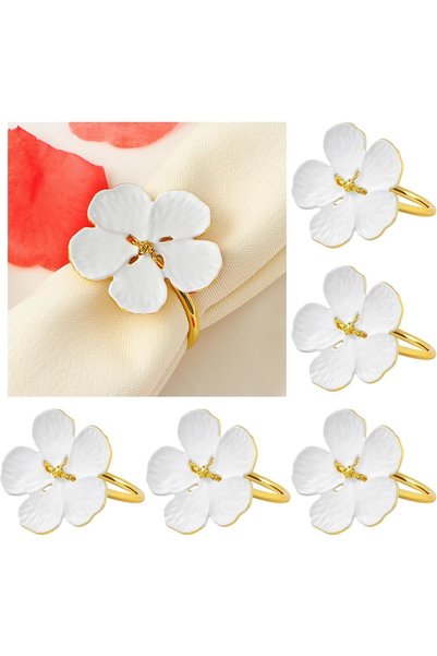 Generic Flower Napkin Rings, Floral Metal Cloth Napkin Holders for Wedding, B...