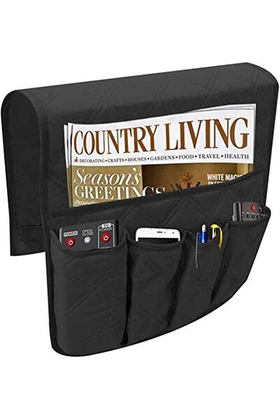 Generic Black Anti-Slip Sofa Armrest Organizer, 5-Pocket Armchair Caddy, Remo...