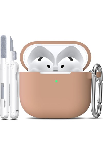 Generic غطاء سيليكون ناعم لسماعات AirPods 5 و AirPods 4 - لون شاي الحليب