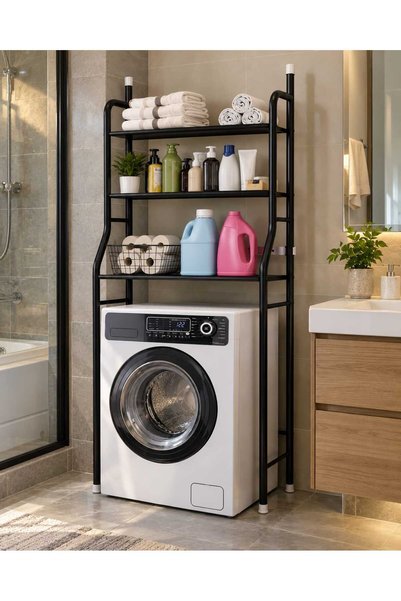TrentonGCC Over Washing Machine Storage Rack with 3 Shelves, 160 × 68 × 25 cm...