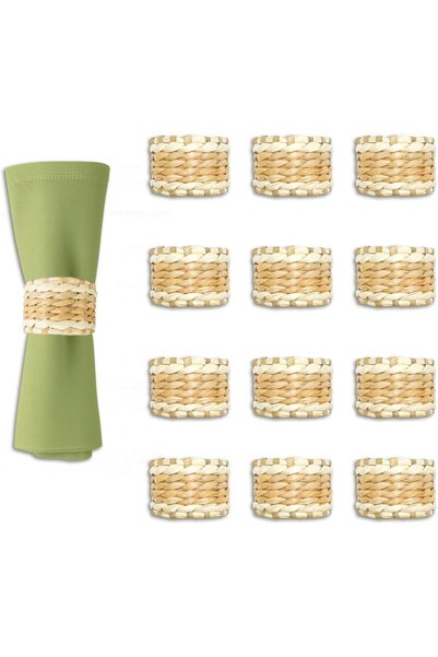 Generic Rustic Woven Napkin Rings, Handmade Farmhouse Table Holders, 100% Nat...