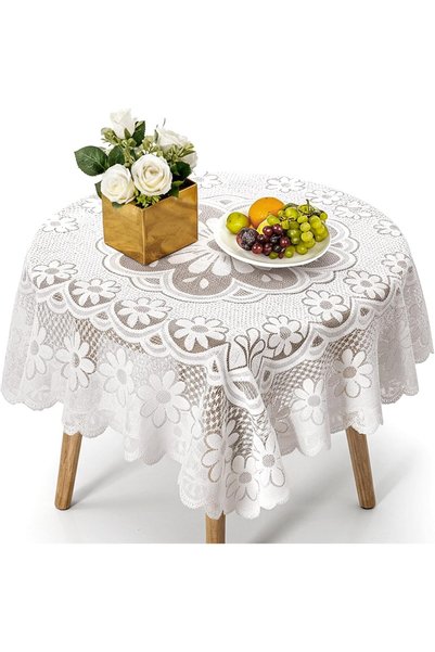 Generic 90x90 cm Square Lace Tablecloth, Decorative Table Cover for Dining an...