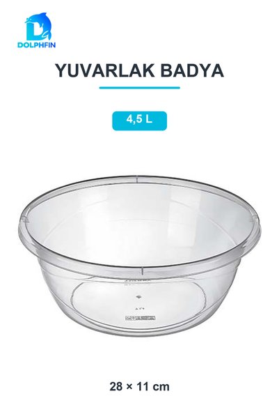 DolphFin Transparent Round Bowl, 4.5 L, Kitchen Prep Bowl
