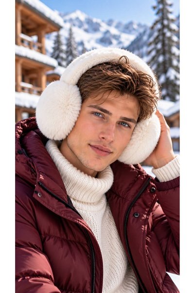 BALIENTE Ecru Soft-Textured Plush Men's Headband Headphones