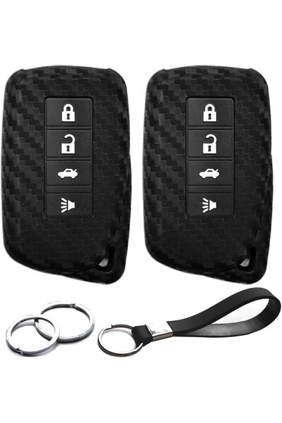 Generic 2pcs Compatible with Lexus 4 Buttons Carbon Fiber Looks Silicone FOB ...
