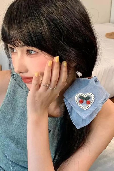 Kokoş Blue Color Cherry Figured Bagel Buckle