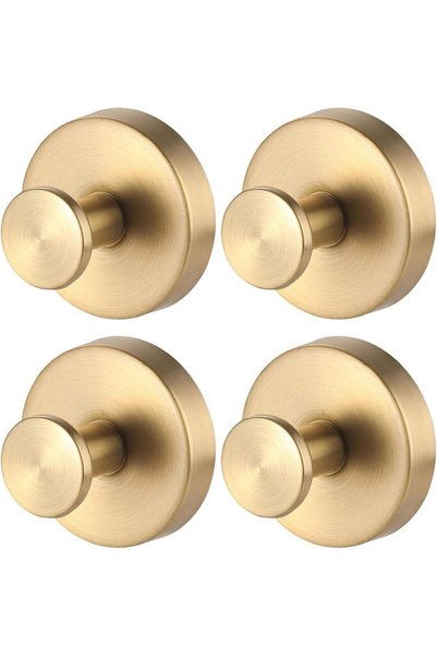 Generic No Drill Hooks 4-Pack Gold Stainless Steel Waterproof Suction Cup Hoo...