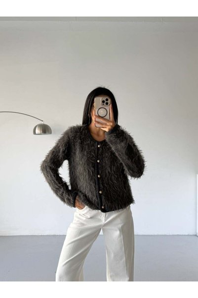 WeShaya ✨   Buttoned Soft Textured Knitwear Cardigan (Anthracite) - Gray