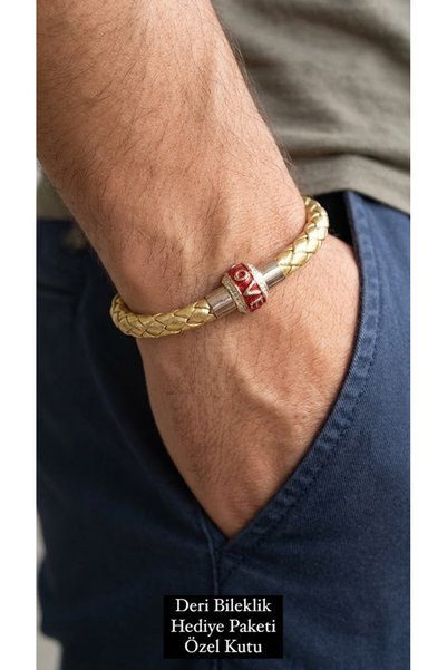 HER ŞEY NOTA www.herseynota.com Auroven Ruvella Gold-Yellow Leather Men's Bra...