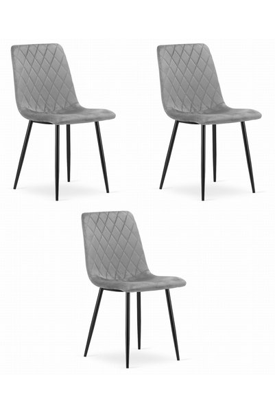 Oskar Scaun de sufragerie TURIN din catifea, gri deschis, set de 3