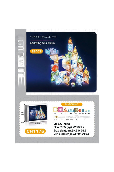 plentiful Plentiful 7.5 cm Light-Up Building Blocks, 86 Pieces