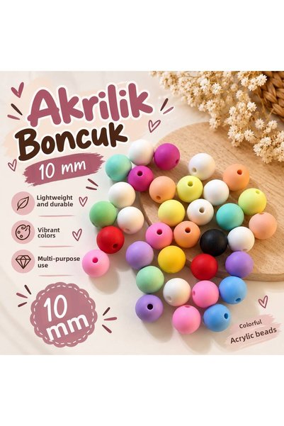 Kanguroom Цветни акрилни мъниста 10 мм 100 гр 90-100 броя