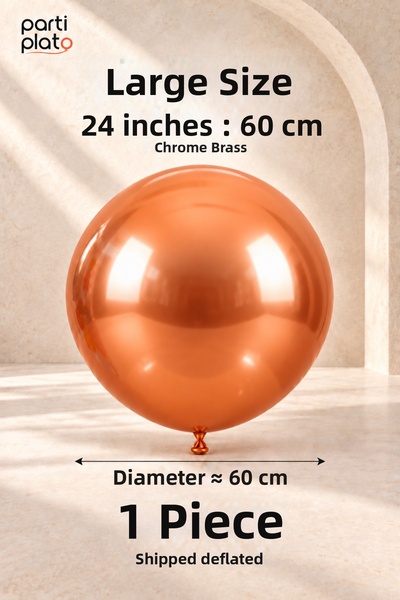 Parti Plato Large Chrome-Copper Latex Balloon, 24 Inches / 60 cm, 1 Piece, Pa...