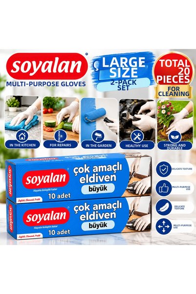 Soyalan Multipurpose Gloves/Sanitary Gloves, Large Size, 2-Pack – 20 Pairs