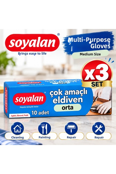 Soyalan Multipurpose Gloves/Sanitary Gloves, Medium Size, 3-Pack – 30 Pairs