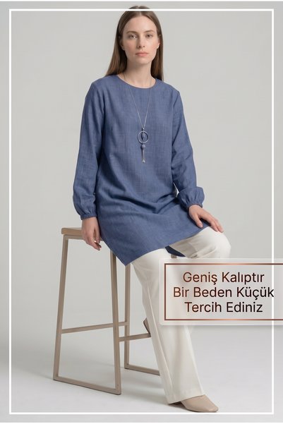 Linvey Geniş Kalıp İnce Sofia Kolyeli Tunik