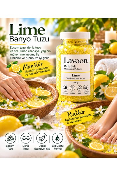 Lavoon Limon 500gr. Manikür Pedikür Tuzu / Banyo Tuzu / Epsom Tuzu / Ingiliz ...