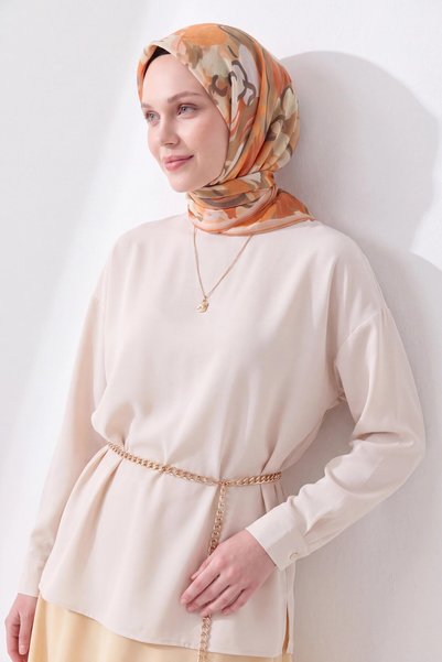 Silk Home Mekani šal slikoviti cvetni zeleni bež