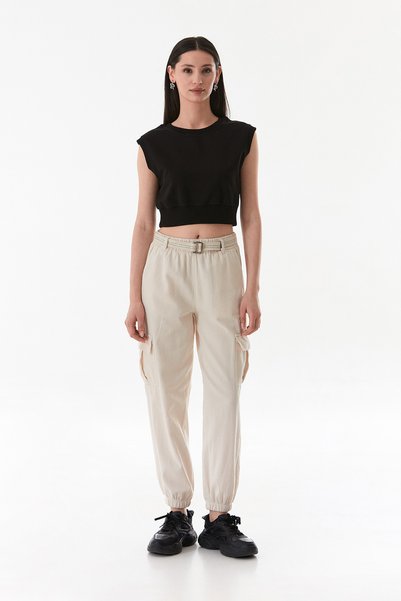 Fulla Moda Pantaloni de jogger cu buzunar cargo cu centură