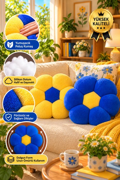 Pabtex Set of 2 Fan Plush Daisy Pillows – Soft and Decorative Team Spirit