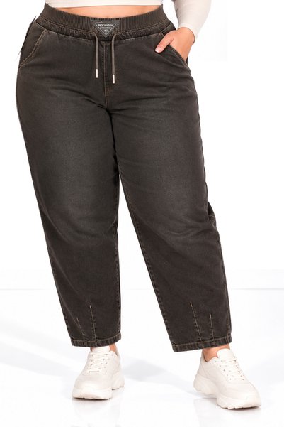 MOTIVATION Plus-Size Women's High-Waisted, Wide-Leg, Elastic-Waist, Lace-Up, ...