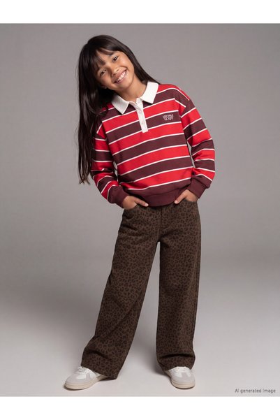 LC Waikiki I Barrel Fit Leopard-Print Girls' Pants from Freezen Store