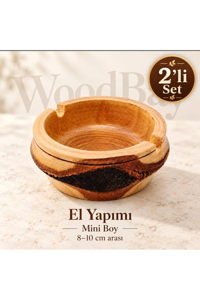 WoodBay 2 scrumiere din lemn cu coajă de frasin, realizate manual, din lemn n...
