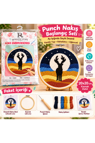 designelfida PUNCH NAKIŞ BAŞLANGIÇ SETİ – KASNAKLI 20x20 CM