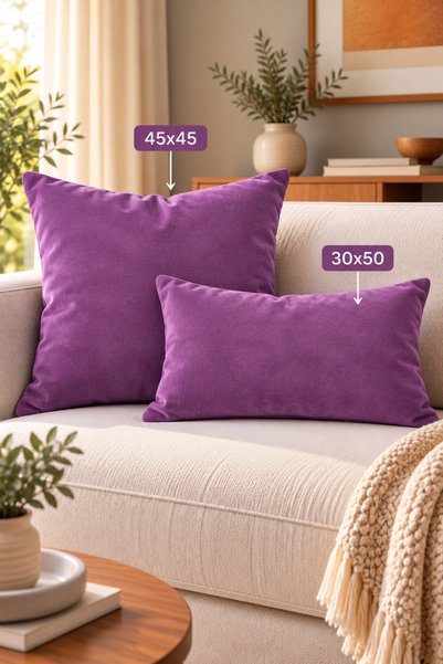 GOCCIA HOME Μονή Μωβ Θήκη Μαξιλαριού με Βελούδινη Υφή