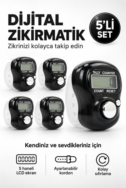 ihvan online 5 bucăți mărgele de rugăciune cu contor digital de cântări negru