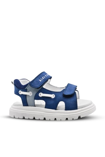 kids A more Marine Double Velcro Genuine Leather Boy's Sandals Denim Color