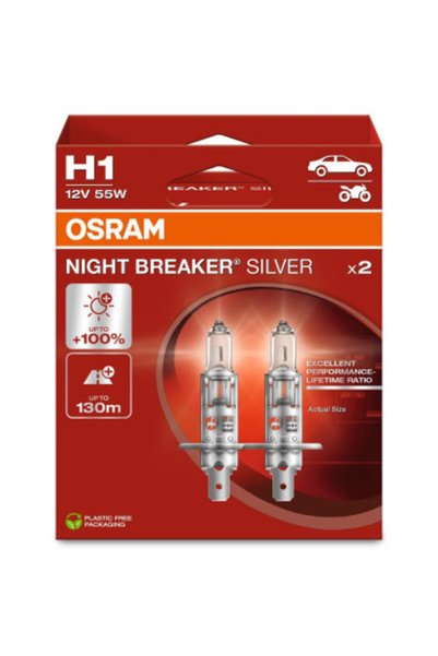 Osram Set de 2 becuri H1 NIGHT BREAKER SILVER +100% Osram 12V 55W