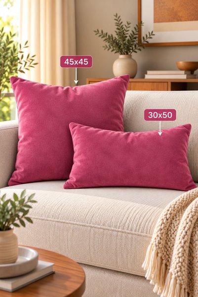 GOCCIA HOME Single Velvet Textured Throw Pillow Cover Fuchsia