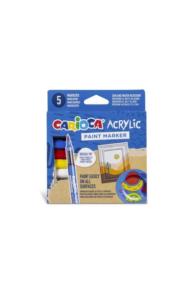 carioca Marker acrilic cu vârf tip pensulă, set de 5 bucăți