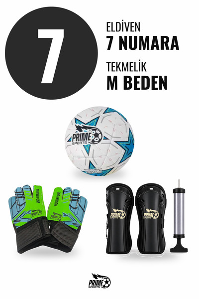 PRIME SPORTS 4’lü Futbol Antrenman Seti (Top + Eldiven + Tekmelik + Pompa)