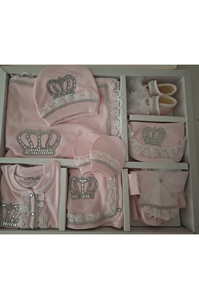 Eda Baby set of 10 luxury pink "Princess Crown" bodysuits for baby girls—perf...