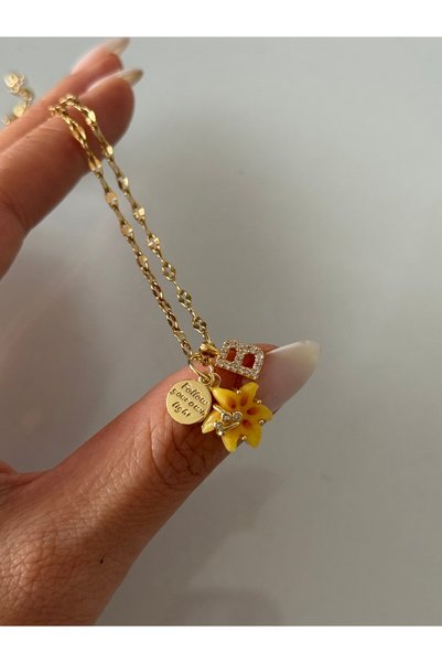 AŞIK ACCESSORIES Rapunzel Çiçeği Çelik Kolye-Kişiye özel