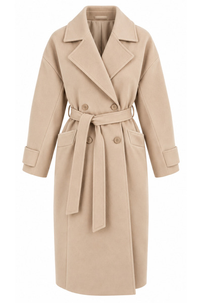 Laluvia Beige Frankfurt Long Cashmere Coat - 2Y408021
