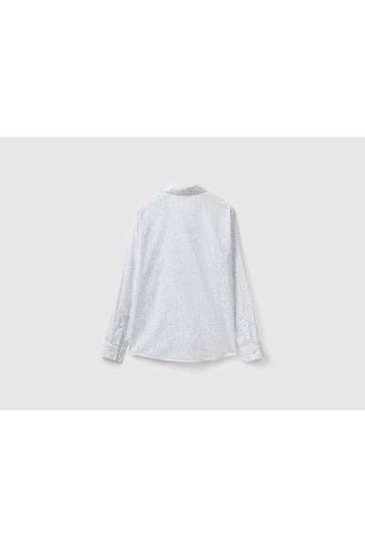 United Colors of Benetton Women's Long Sleeve Black and White Checkered Shirt
