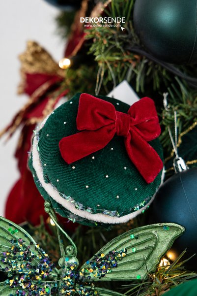 Dekorsende Christmas Tree Ornament Macaron Velvet Green 10 cm