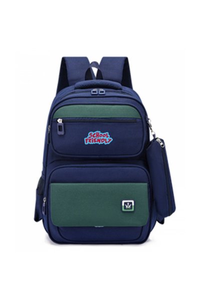 PIGNA Rucsac Funtasy Grade 0 Verde Bleumarin cu Penar cu 4 Fermoare