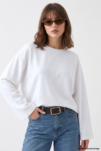 InStyle oversized Φαρδύ μανίκι λευκό φούτερ