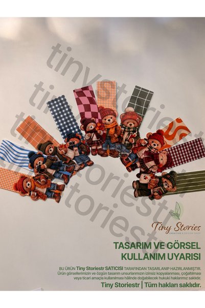 tinystoriestr Книгоразделители – Есен и зима с щампа с плюшено мече – специал...
