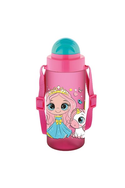 Noki Sticlă de apă pentru copii Tritan soft touch 500ml cu pai și curea de tr...