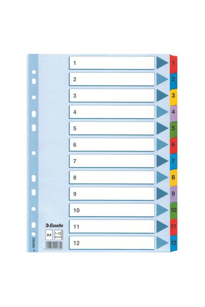 Esselte INDEX DIVIDERS CARDBOARD 1-12 MYLAR