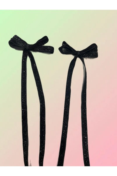 BUĞLEM Black Velvet Buckled Hair Clip, Set of 2